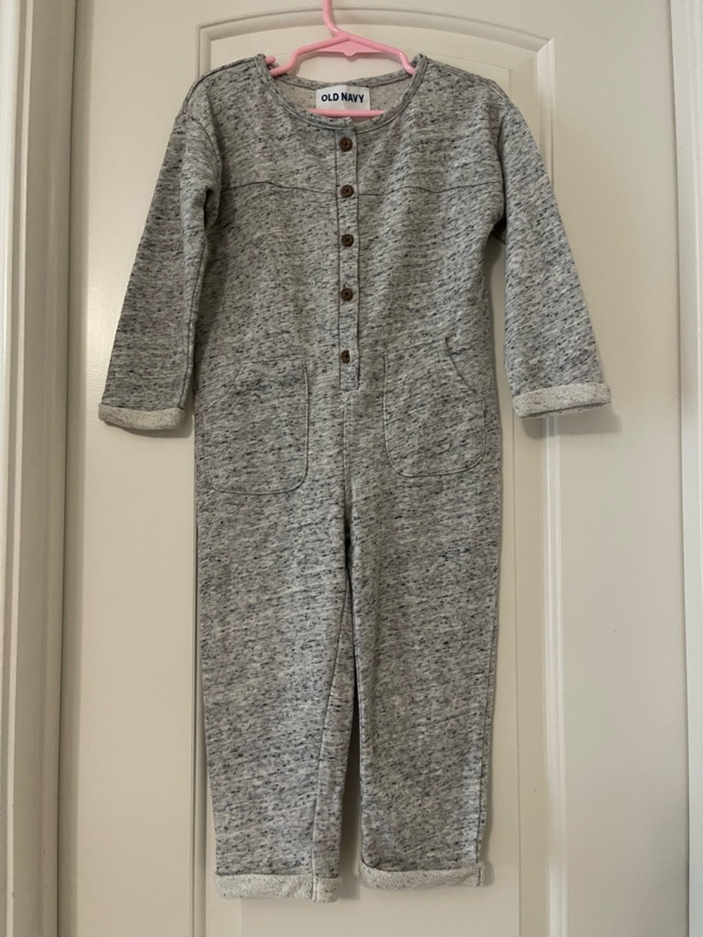 🎀Old Navy Gray Heathered Button-Front Romper